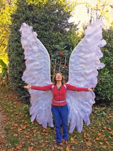 Eleven foot tall archangel wings made from ostrich plumes