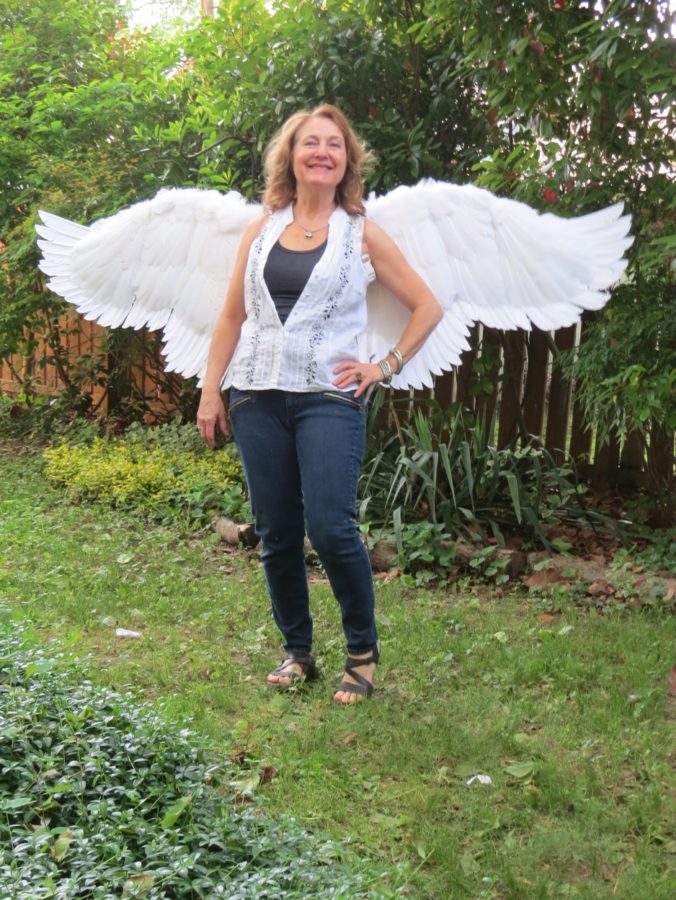 Six foot wide flapping costume angel wings front view