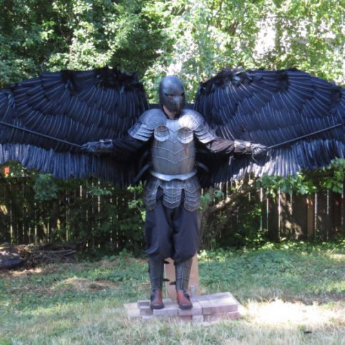 massive wide outstretched realistic feather angel wings